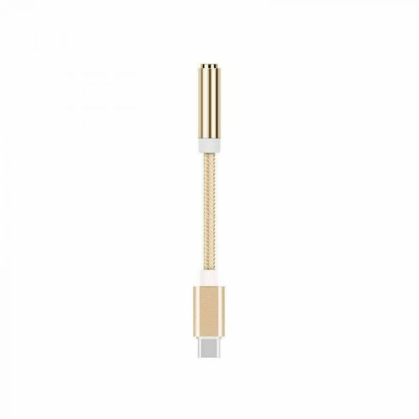 Sanoxy USB-C Type C to 3.5mm Aux Audio Jack Passive Headphone Adapter Nylon Braided Gold SANOXY-CABLE62